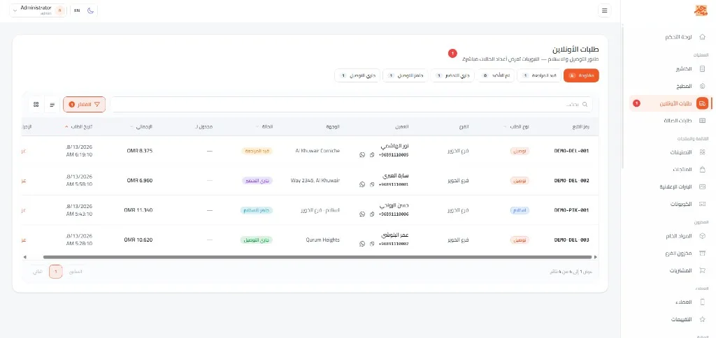 الطلبات